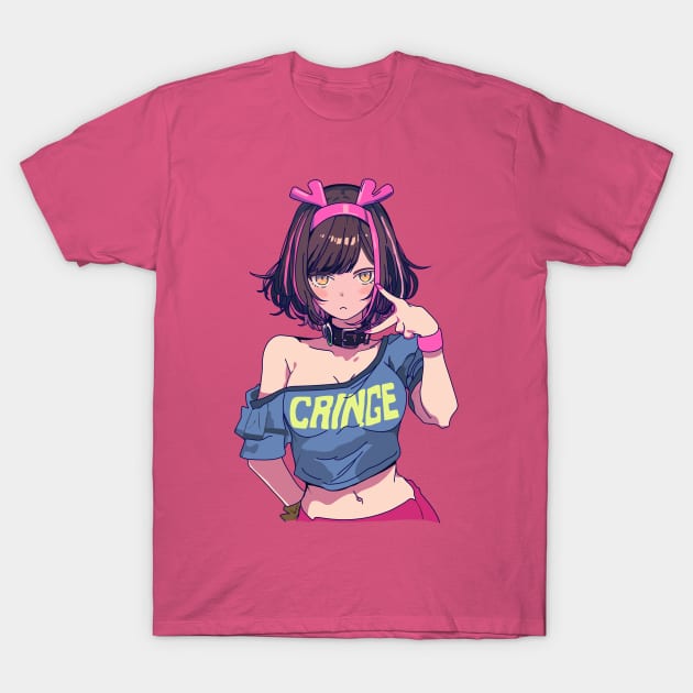 Cute girl wearing a Cringe T-shirt T-Shirt by AO01